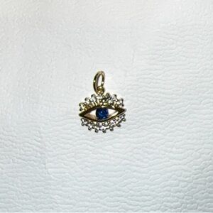 Gold Evil Eye Pendant with Blue Stone